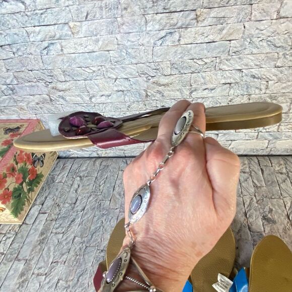 Colorful Summer Flip Flops Size Medium 7 - 8 Two Pair Summer Sandals Beaded - Picture 7 of 8